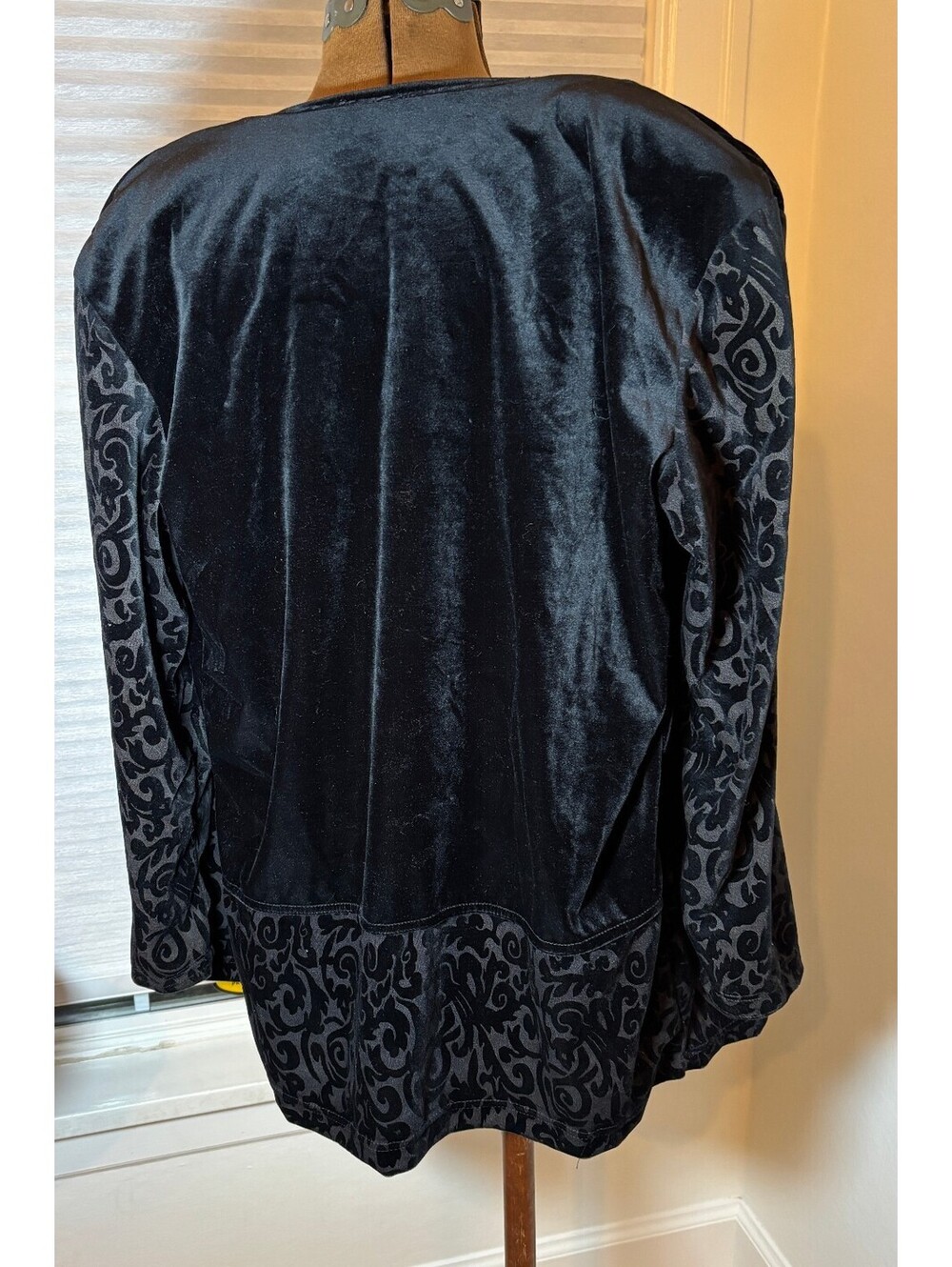 Vintage 90s Adolfo Sport Black Velvet Floral Jacket Womens M (2159)